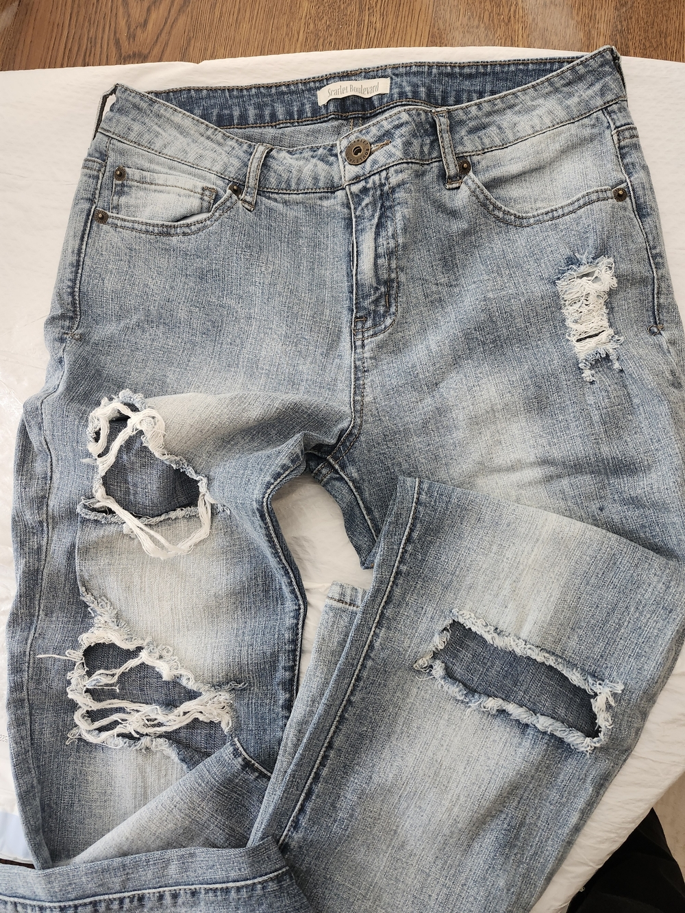 Scarlett Light Blue Distressed Boyfriend Jeans